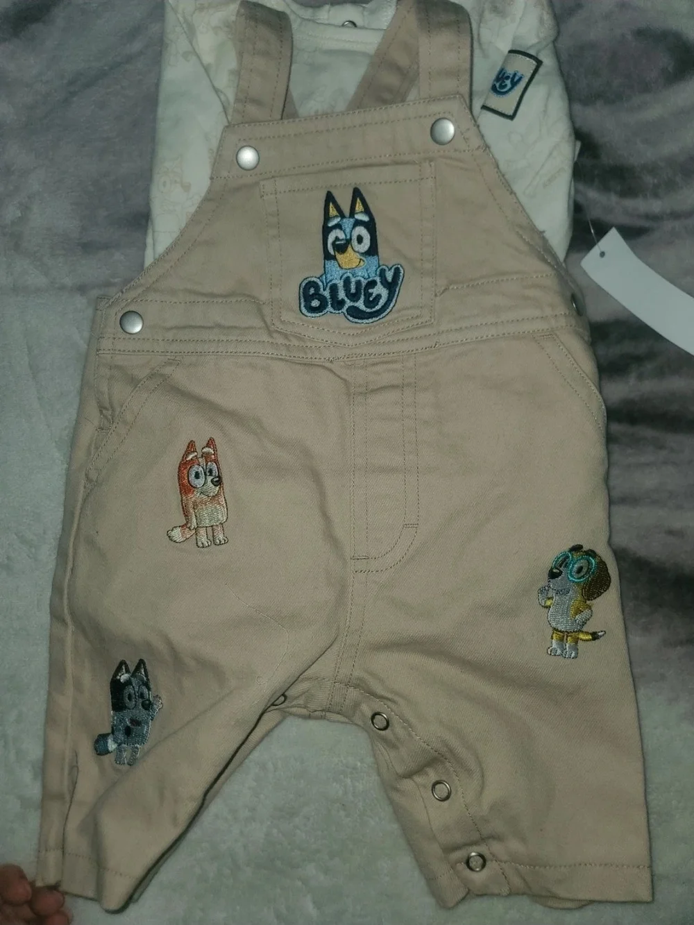 0-3 Months New Beige Bluey Overalls